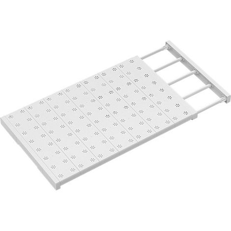 Séparateur d'étagère ajustable - Séparateur d'étagère - Organisateur de placard de cuisine - Organisateur de rangement - Design ajouré - Blanc - Largeur 42 cm, longueur 38-60 cm (1/5)