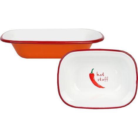 Plat en Émail Orange 20cm Imprimé Piment Assiette de Service BBQ Vaisselle Mexicaine Cadeau Gourmand (1/4)
