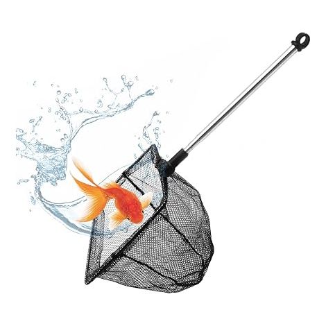 Telescopic Landing Net 26-45 cm Aquarium Mini Adjustable Telescopic Fish Net Small Aquarium Net for Fish Tank Aquarium, Small Ponds and Pools Koi (Black) (1/5)