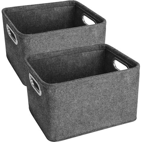 faltbare Aufbewahrungskörbe, Filz-Aufbewahrungsbox mit Griffen, Aufbewahrungsbehälter für Küche, Badezimmer, Kleiderschrank, Büro (Grau) (1/5)
