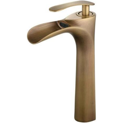Antique Brass Bathroom Faucet for Sinks, High Basin Mixer Tap (1/4)