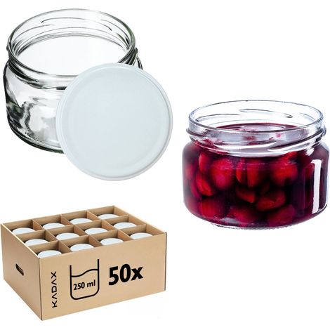 KADAX 50er-Pack kleine Marmeladengläser mit Deckel - 250 ml - luftdicht - für Geschenke - für Honig (1/5)