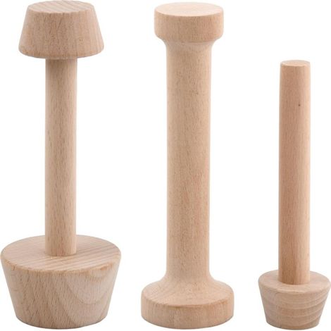 Tarte-Stampfer – Doppelseitig, Naturholz, 6 Formen – Für Mini-Eierkuchen, Hüttenkäse, hausgemachtes Gebäck – 3er-Set (1/5)