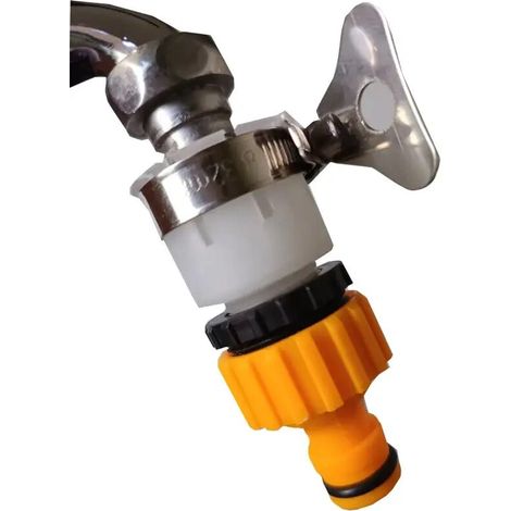 (Orange) Adaptateur universel durable pour robinet d'eau, raccord de tuyau en plastique à connexion rapide pour lavage de voiture et arrosage de jardin (1/5)