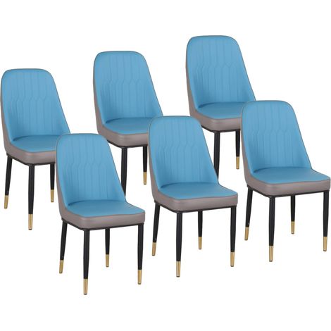 Lot de 6 chaises de cuisine en simili-cuir multicolores Vienna Golden Feet Bleu (1/5)