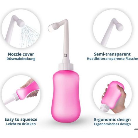 Bouteille Périnéale Bidet Portable Soulage Douleurs Post-partum Bouteille Compressible 360ml avec Embout Coudé 60 Sac Lavable Inclus (1/4)