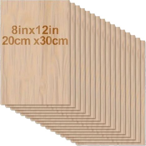 24 panneaux de bois, 200 x 300 x 25mm contreplaqué non fini panneau de chaux lisse pour la décoration de la maison, projets de bricolage, modèles en bois, peintures et gravures (1/5)
