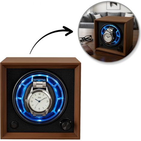 Caja para dar cuerda a relojes automáticos, 1 unidad, madera, 14x12x12cm PD144 (1/5)
