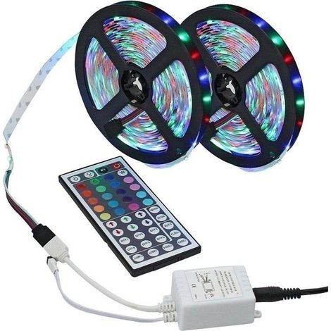 Ruban LED RGB - Kit LED SMD 3528 5M avec contrôleur - 300 LED pour décoration murale et plafond