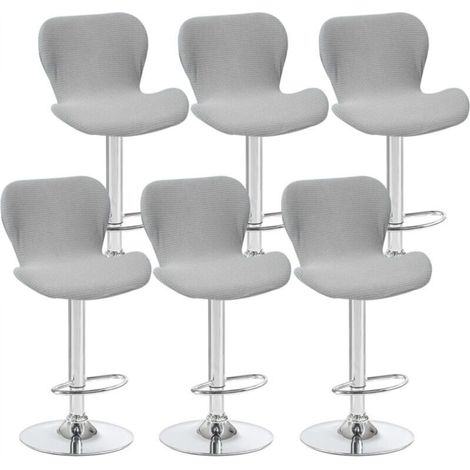 Set of 6 curved swivel stool covers, light grey, 40 x 30 x 30 cm, for low-back bar stools, ideal for counters and kitchens (1/5)