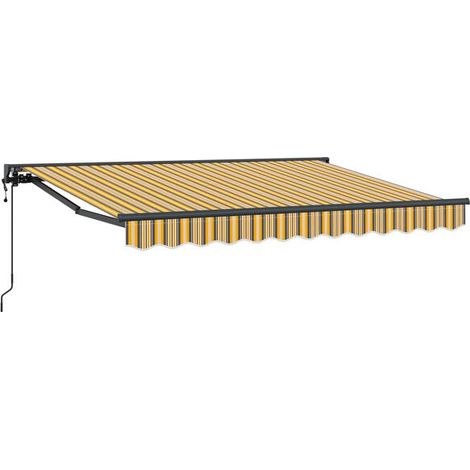 Store banne électrique rétractable, disponible en jaune, gris et blanc, 3,5 x 2 mètres. (1/5)