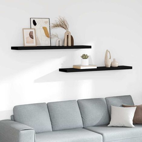 323842 vidaXL Floating Wall Shelves 2 pcs Black 120x23,5x3,8 cm MDF (1/5)