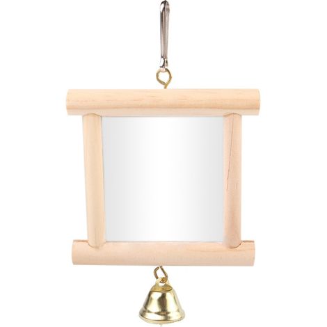 Miroir cage à oiseaux avec clochette, jouet suspendu pour l'activité et le divertissement, à installer dans les espaces d'élevage domestiques.-AquaForge (1/5)