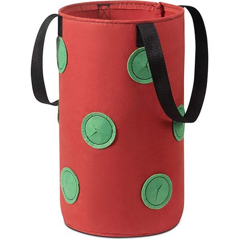 Sac à fraises à plusieurs ouvertures, sac de plantation suspendu pour fraisiers, panier à plantes non tissé de 3 gallons (12 trous) (1/5)
