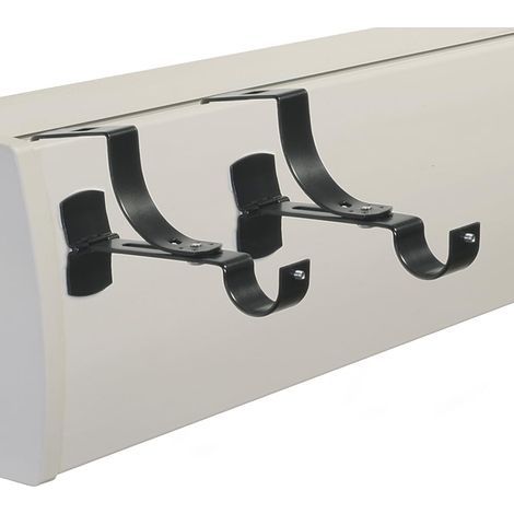 Lot de 2 Supports de Tringle à Rideaux Geko Noir sans perçage pour Coffre de volet Roulant à rainure Diamètre 28 mm - Fixation réglable (1/4)