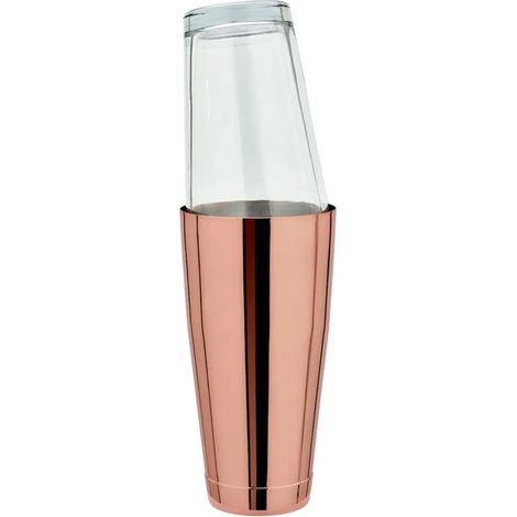 Boston Shaker en Acier Inoxydable 304 Finition Cuivre 28oz - Qualité Premium pour Barman Professionnel et Mixologue, Verre à Mixer Américain Original, Stabilité Maximale avec Double Fond