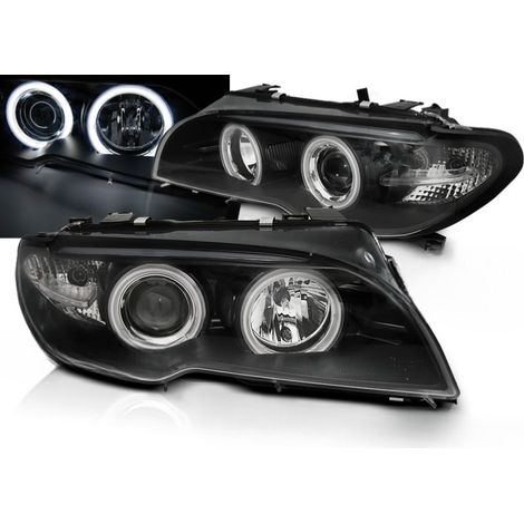 Paire de phares BMW serie 3 E46 Coupe de 2003 a 2006 angel eyes CCFL noir-27361146 (1/4)