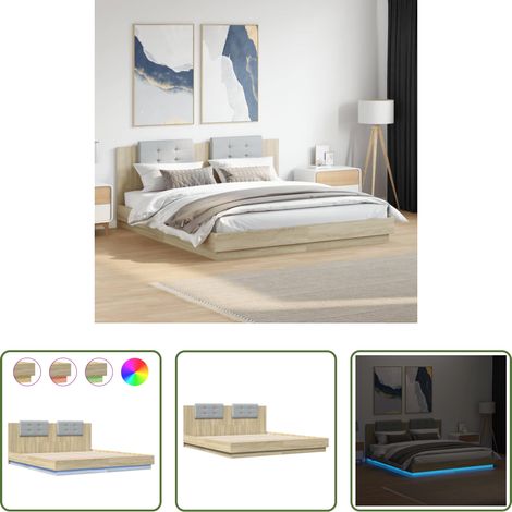 Lits LED - Cadre de lit avec LED sans matelas chêne sonoma 160x200 cm (1/5)