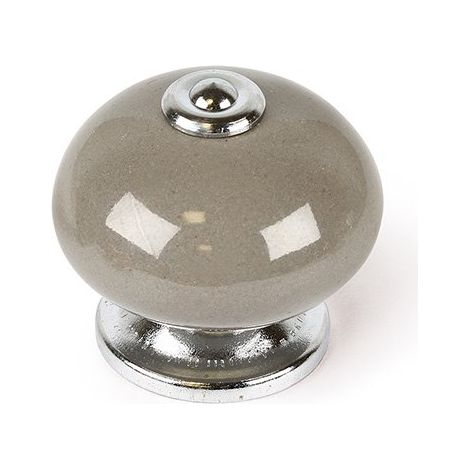 Blister mit 4 runden Porzellan-Möbelknöpfen grau mod.e517 ø40mm rei