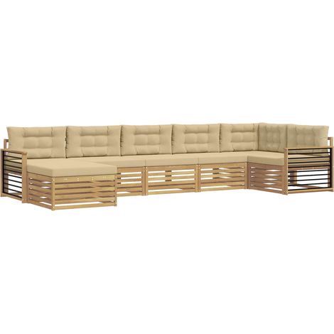 vidaXL Set di divani da esterno 7 pz Bianco e Beige (1/5)