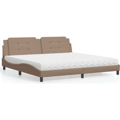 Cama con colchón Zadar cuero sintético capuchino 200x200 cm vidaXL (1/5)