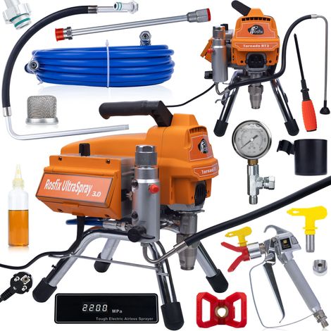 Rosfix Tornado RT3 UltraSpray – Airless Farbspritzgerät 2200 W, 22 MPa, 2,5 l/min LCD-Display, UltraSpray 3.0 Für Innenräume & Möbel Profi Lackiergerät