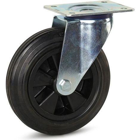 Roulette pivotante - MESO - Caoutchouc - Platine - 200mm - 200kg (1/2)
