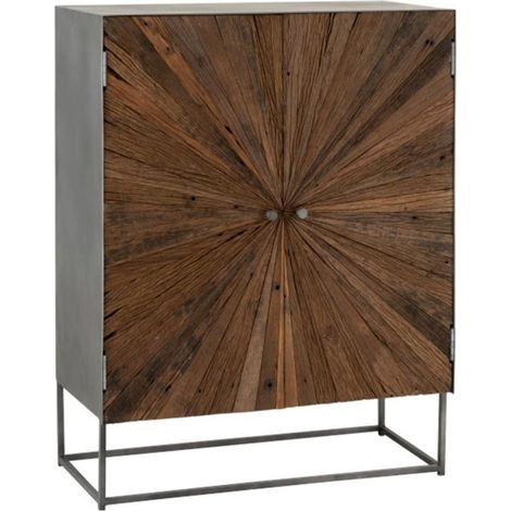 Commode 2 Portes en Bois "Shanil" 111cm Marron (1/5)