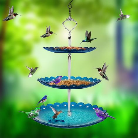 Bain À Oiseaux Suspendu - Pompe Solaire Intégrée - Pour Colibris Et Oiseaux - En Plastique Résistant - Extérieur - 1 Pièce (1/3)