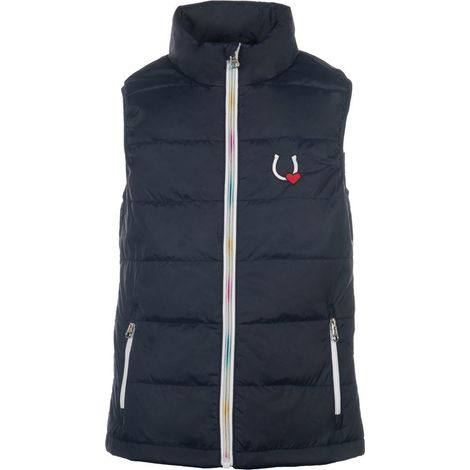 11/13 anni, blu scuro: Gilet equitazione per bambini modello Mika con imbottitura leggera e antivento