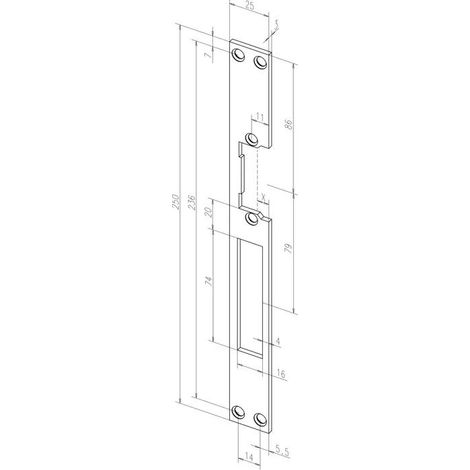 Eff-eff Testa zincata per serrature elettriche 250x25 mm