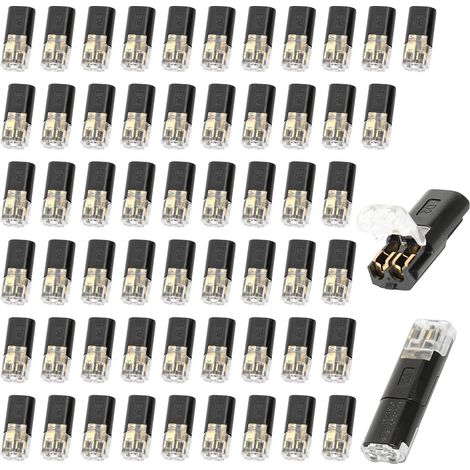 60 Pièces Connecteur Electrique Rapide, Connecteur Etanche 2 Fils Poussoir pour Câble 18 22 AWG, Connecteur Electrique 12V Basse Tension pour Véhicule, LED, Audio, Bloc de Jonction 2 Broches (1/5)