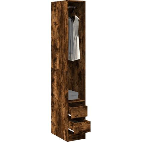 Wardrobe Smoked Oak 30x50x200 cm Engineered Wood vidaXL