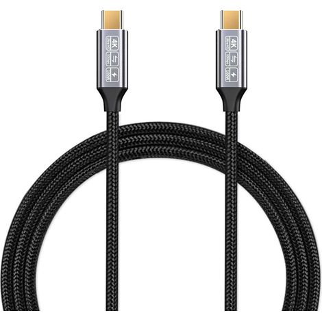 USB-C vers USB-C 3.1 Gen2 Câble 10Gbps Data Transfer, 100W 20V/5A Cable USBC Charge Rapide 4K Video Output Compatible avec Thunderbolt 3, MacBook Pro, Galaxy S21 2M (1/5)