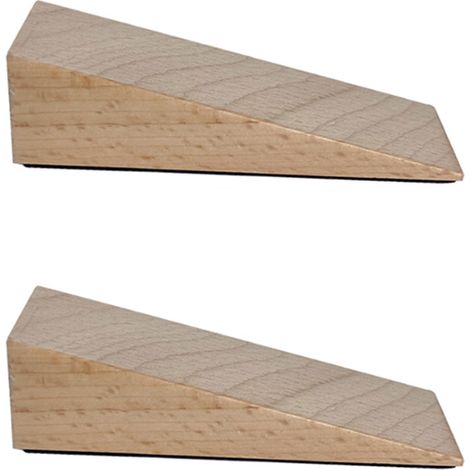 BEBUSINGOTO 2 Stück Türkeile aus Holz, 9 x 3 x 2,5 cm Türstopper mit Gummifuß, Bodentürkeil, Türkeile für Schlafzimmertüren, Türstopper für Eingangstüren (Beige)