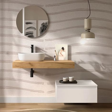 Composizione bagno sospesa 120 cm rovere bali e bianco opaco Sumo (1/5)