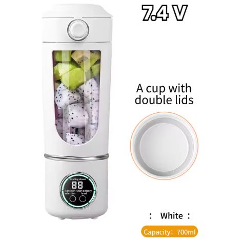 Tragbarer Mixer/Entsafter, großes 700-ml-Fassungsvermögen, robuste Stahlklingen, 2-in-1-Mixbehälter, tragbarer Smoothie-Maker – weiß