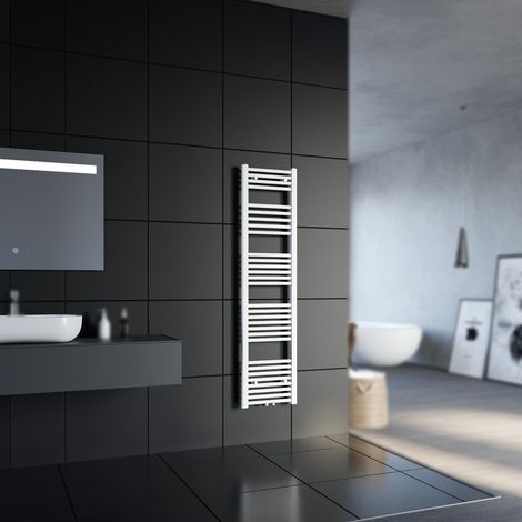 SONNI Radiateur sèche-serviettes Salle de bain Raccord central Radiateur sèche-serviettes Salle de bain Blanc Droit 40 160cm (1/5)