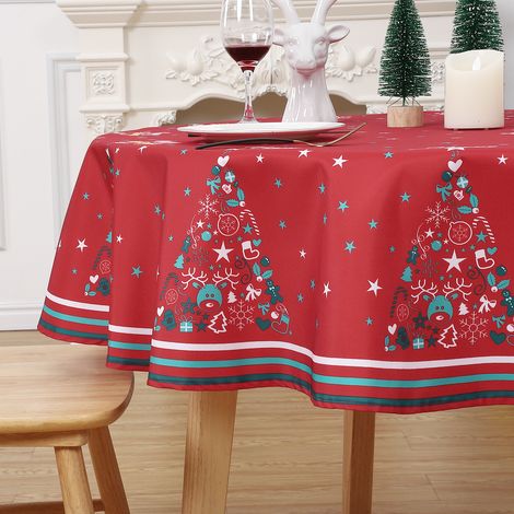 Nappe Noël ronde rouille, imperméable anti-taches, 60" (1/5)