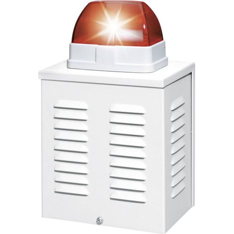 Abus – Sirène d'alarme SG1650 110 dB avec gyrophare rouge – Alimentation 12V/DC – Installation intérieure/extérieure – Boîtier aluminium résistant
