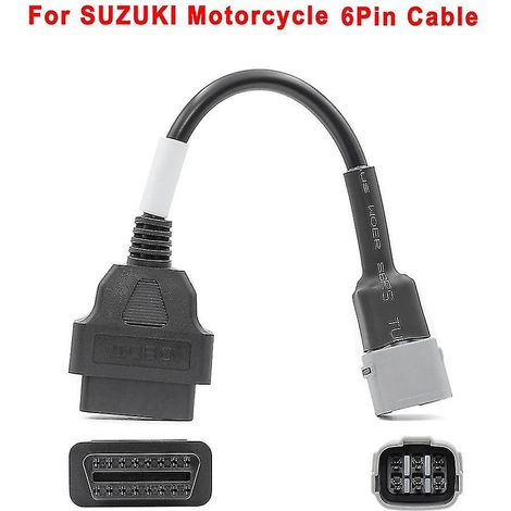 Lot de 2 adaptateurs OBD2 6 broches vers 16 broches pour moto Suzuki : diagnostic des pannes moteur (OBDII), câbles de connexion pour moto. (1/5)
