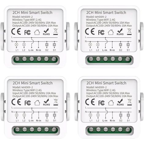 2 Channel WiFi Smart Switch Compatible Google Home Alexa App Hub-Free Control Wireless Remote Control 2.4GHz Wireless Lighting Control (1/5)