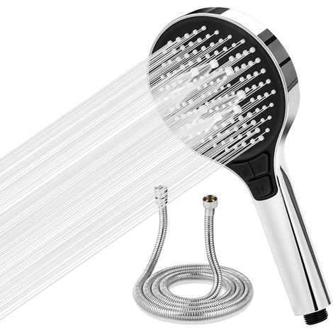 Dusche mit 2 m Schlauch, Hochdruck, 6 Düsen, Turbofunktion für niedrigen Wasserdruck. – AquaForge