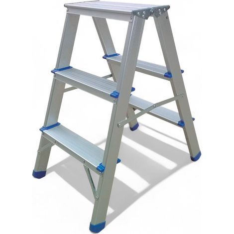Sgabello 3 gradini in alluminio con portata fino a 150 kg (1/4)