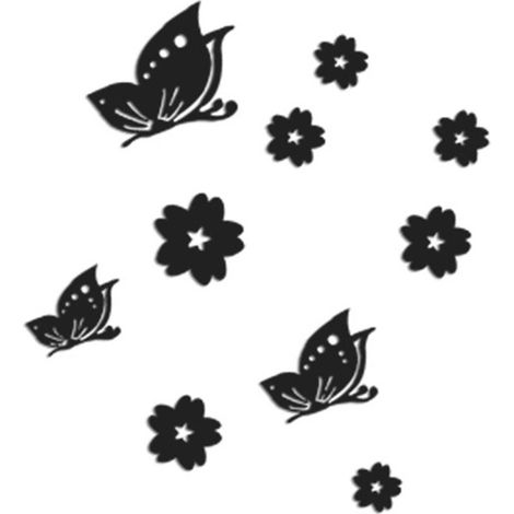 Autocollant Miroir 3D Papillon Fleur Acrylique Étanche - Décor Mural Adhésif Amovible pour Salon Chambre DIY (1/5)