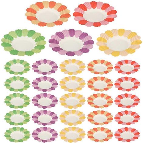 100 assiettes jetables pour fêtes, assiettes à gâteaux décoratives en papier-13X13CM (1/3)