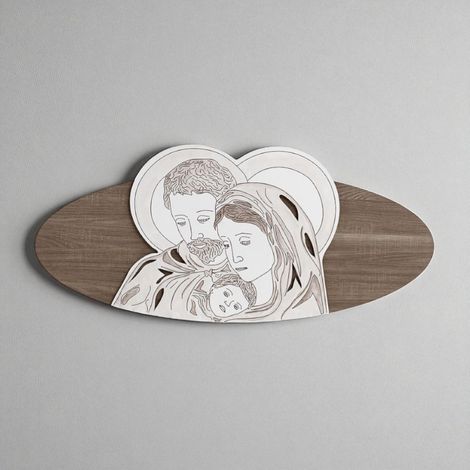 Capezzale ovale Sacra Famiglia 59x119 cm in legno laminato Modello 3 (1/4)