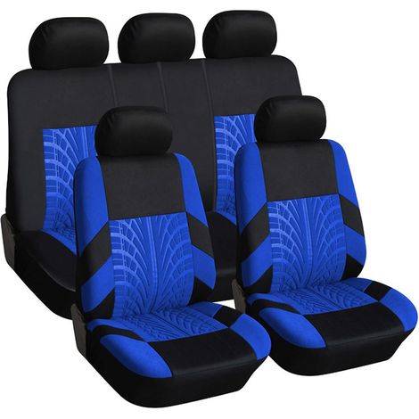 Housses Siège Auto Universel - 5 Places - Tissu Résistant - Protection Complète - Pour Renault Clio Tous Modèles - Bleu (1/5)
