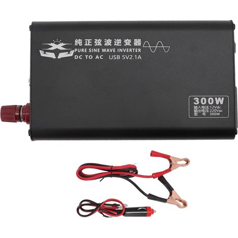 Convertisseur Portable 300W 12V à 220V Onde Sinusoïdale Pure pour Voiture Maison Système Solaire Prise Américaine (1/5)