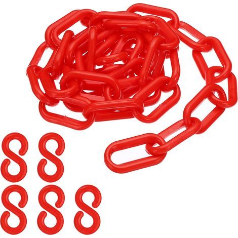 Catena a maglie rosse in plastica, 100 cm, 6 mm, per barriere, parcheggi, recinzioni, cancelli e decorazioni. (1/5)